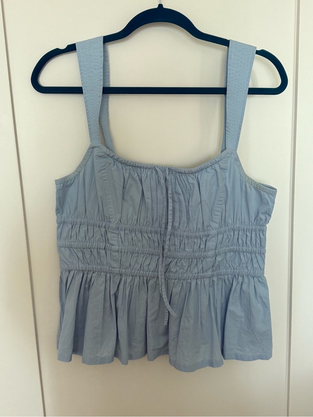 Sunday Best Light Blue Smocked Peplum Tank Top - Women